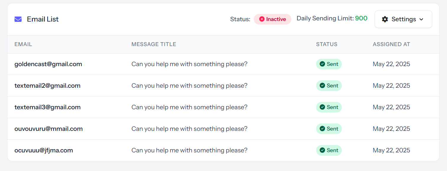 Bulk Email Interface